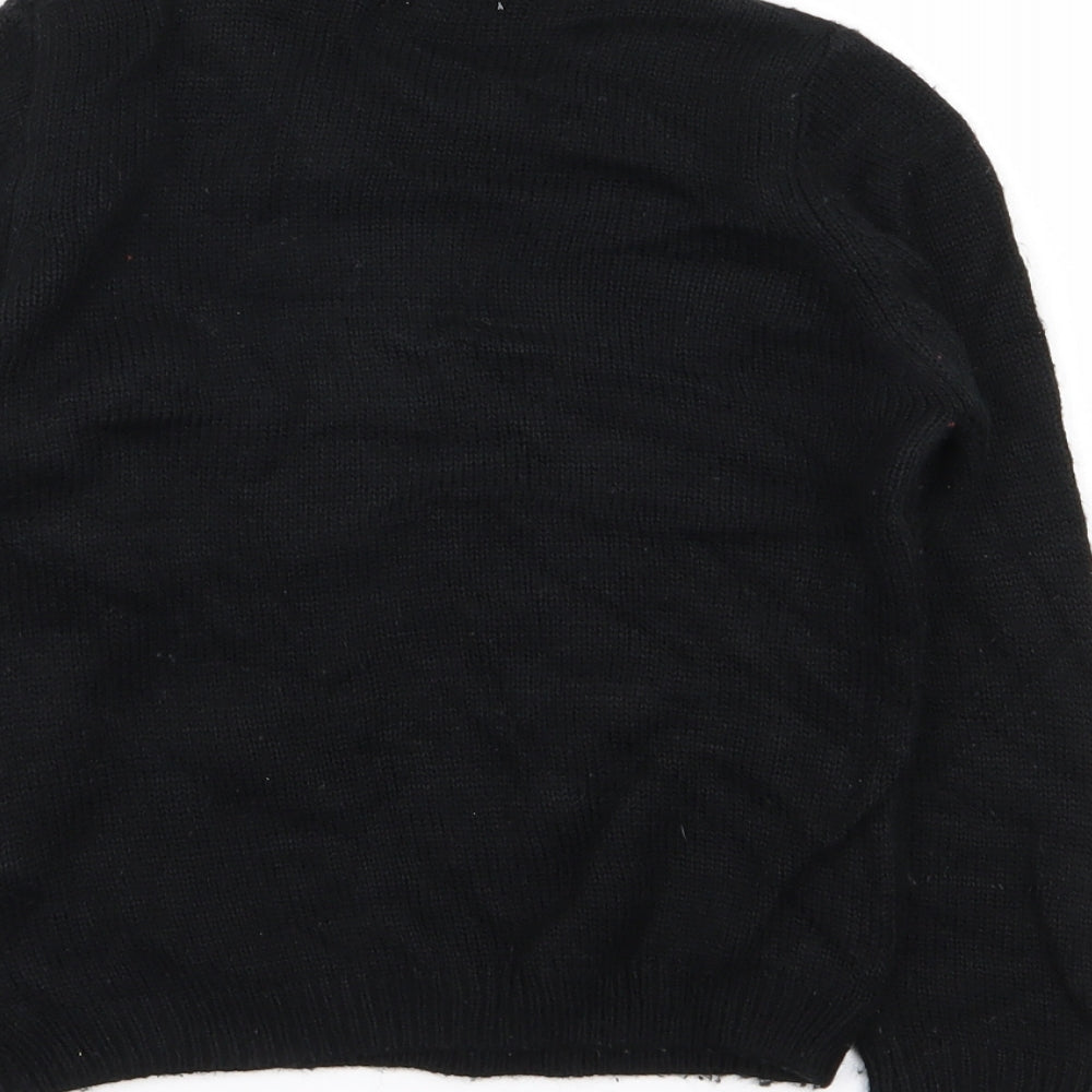 NEXT Girls Black Geometric  Pullover Jumper Size 6 Years  - christmas jumper