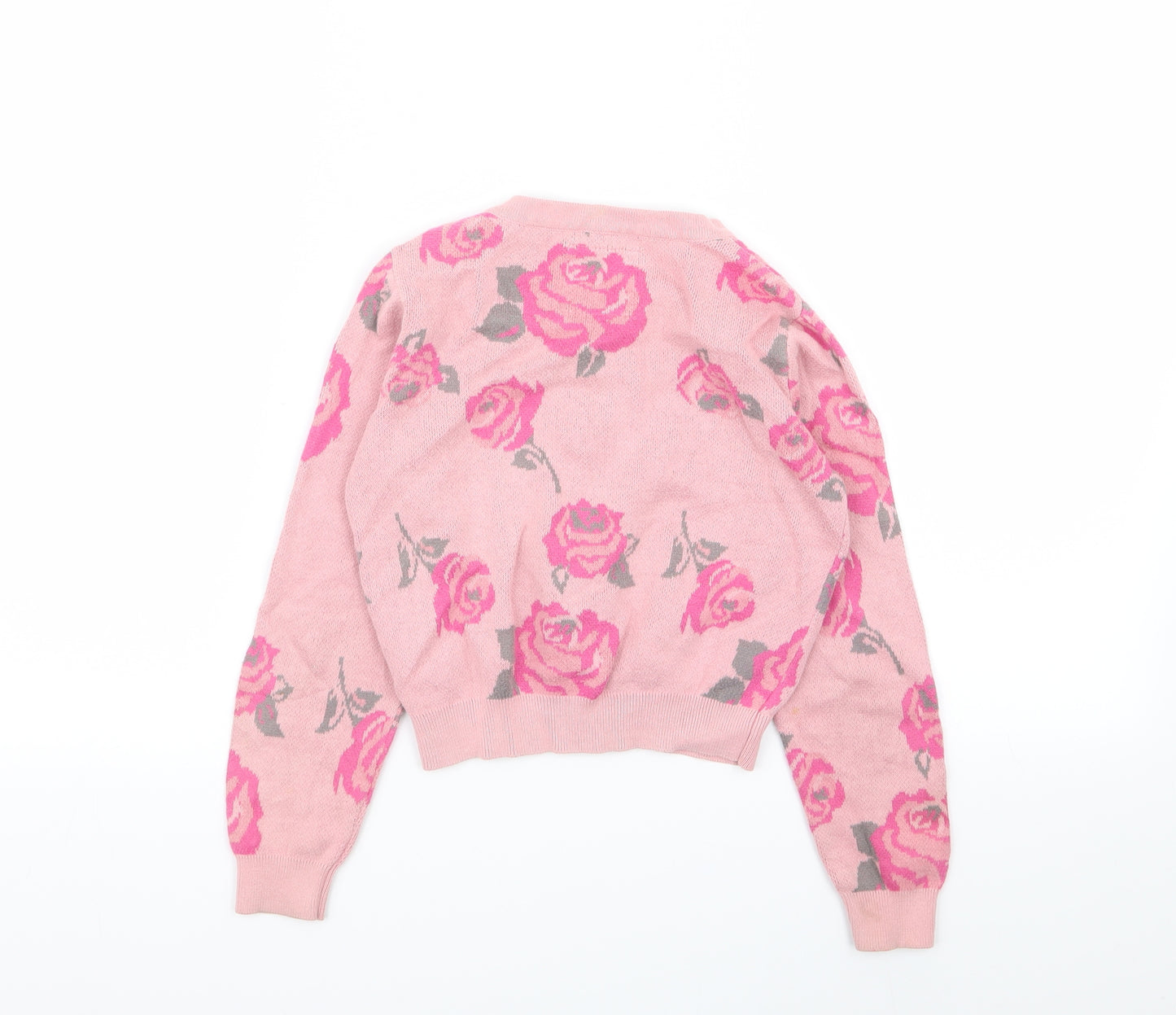 TU Girls Pink Floral  Cardigan Jumper Size 6 Years