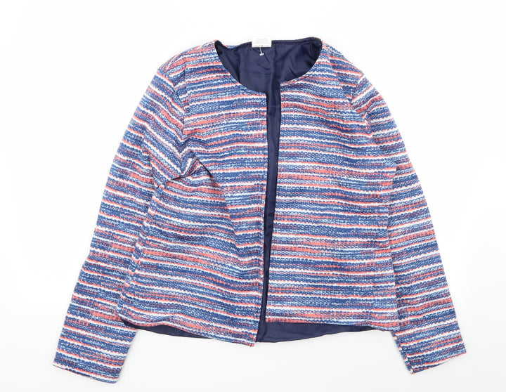 Anne De Lancay Womens Multicoloured Striped  Jacket Blazer Size M