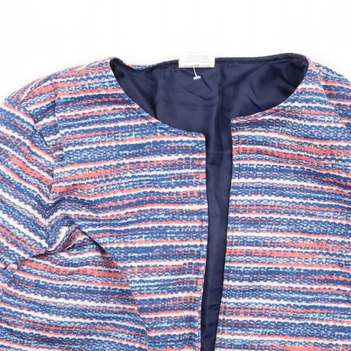 Anne De Lancay Womens Multicoloured Striped  Jacket Blazer Size M