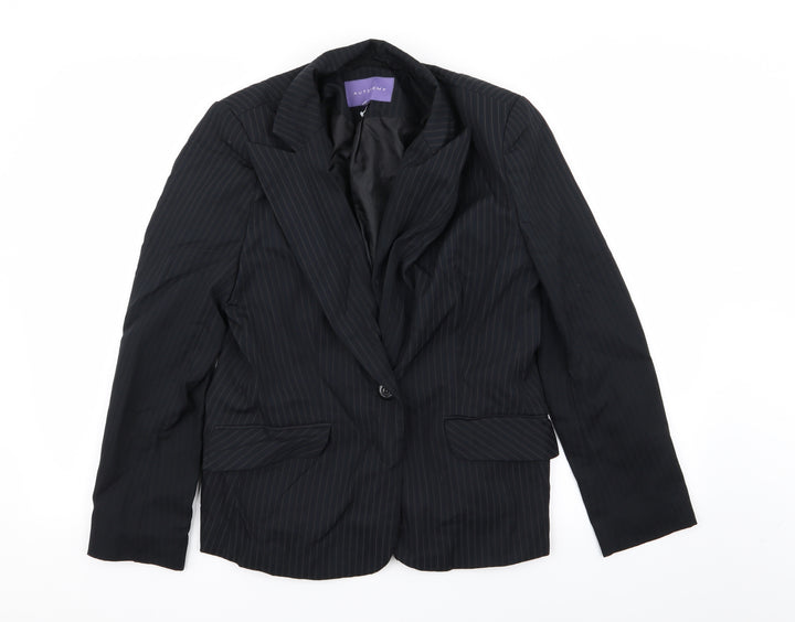 Autonomy Womens Black Striped Jacket Blazer Size 12