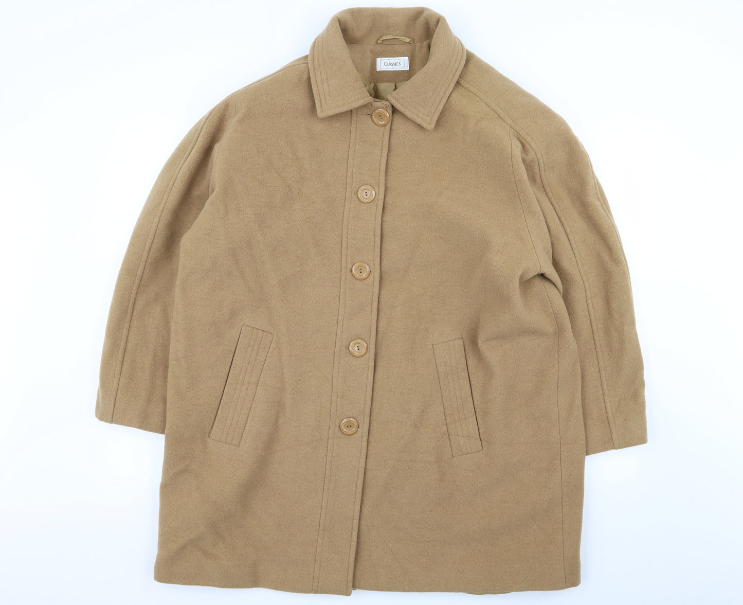 Classic Womens Beige   Overcoat Coat Size 22