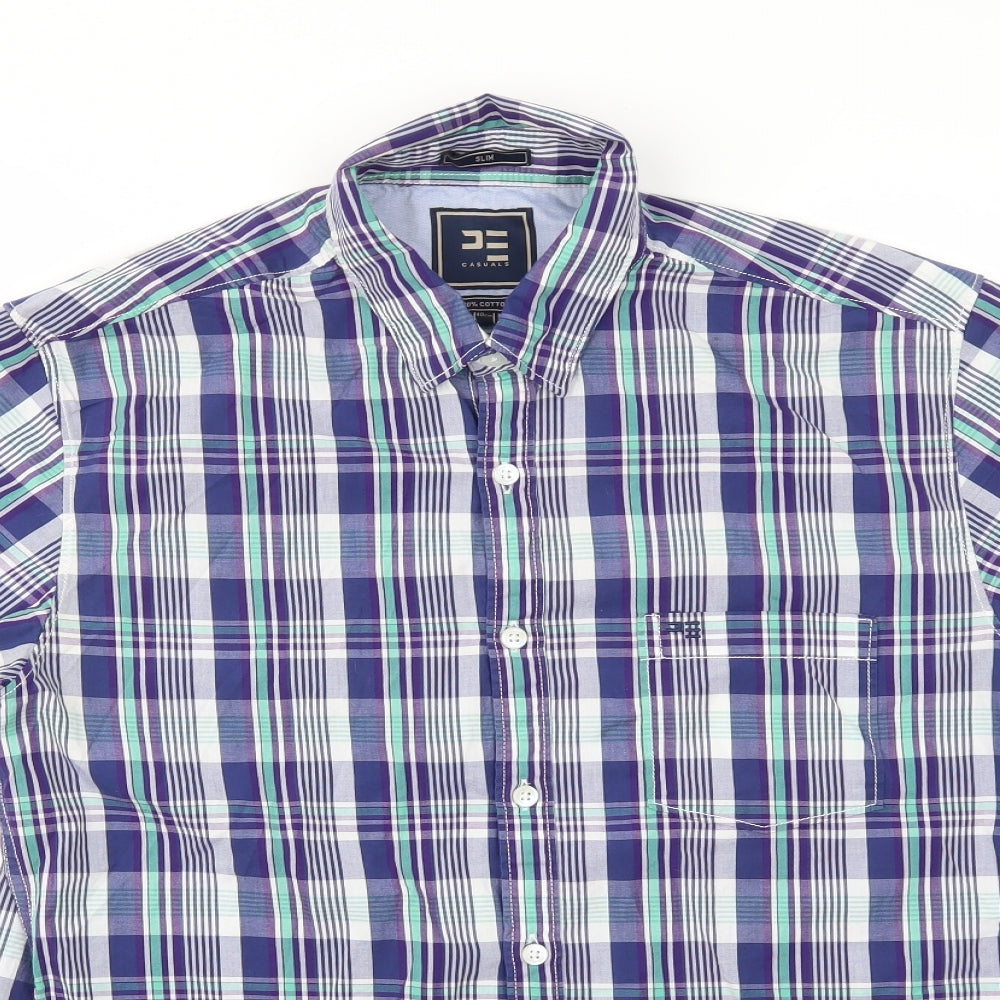 CASUALS Mens Blue Check   T-Shirt Size 40