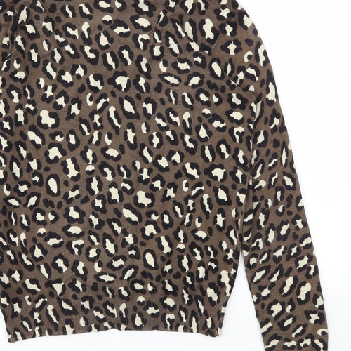 Papaya Womens Brown Animal Print  Cardigan Jumper Size 8