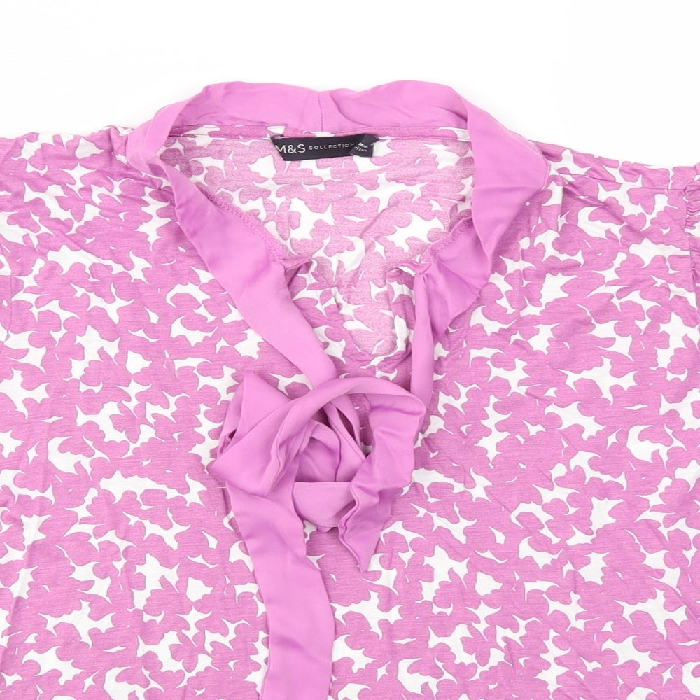 M&S Womens Purple Floral  Basic T-Shirt Size 16