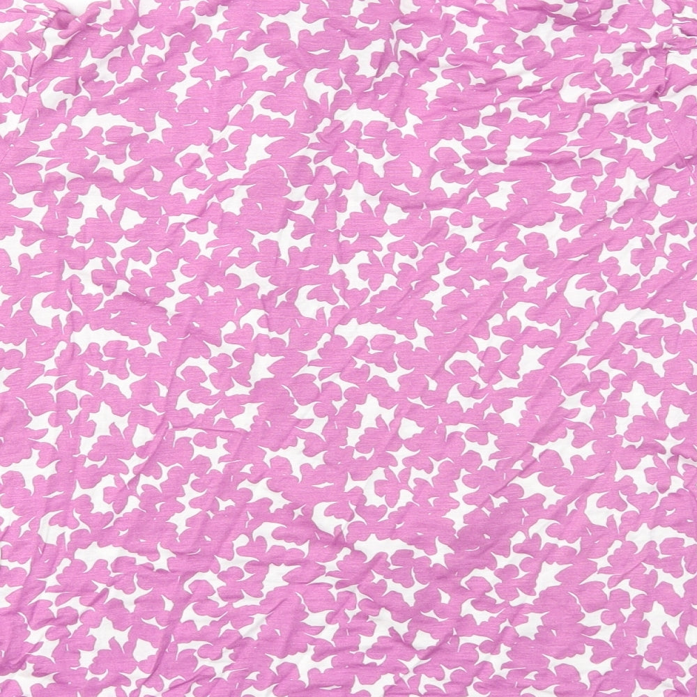 M&S Womens Purple Floral  Basic T-Shirt Size 16