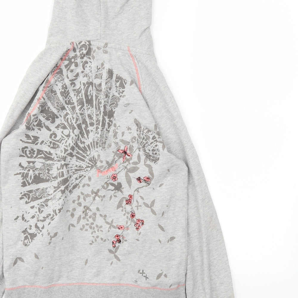 Firetrap Womens Grey Floral  Full Zip Jumper Size M