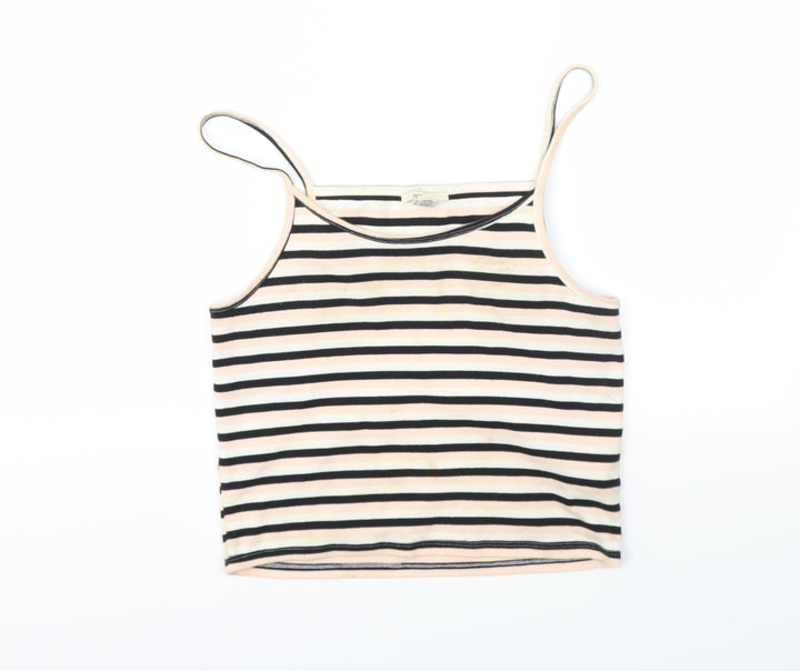 FOREVER 21 Womens Multicoloured Striped Basic T-Shirt Size L