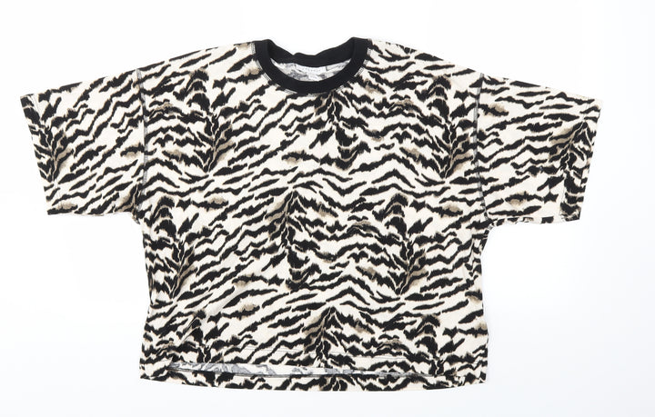 Topshop Womens Brown Animal Print  Basic T-Shirt Size S
