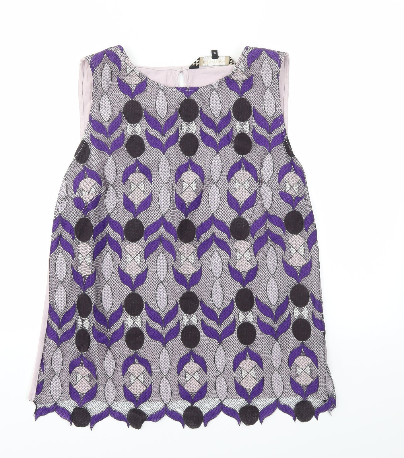 Debenhams Womens Purple Geometric  Basic T-Shirt Size 14