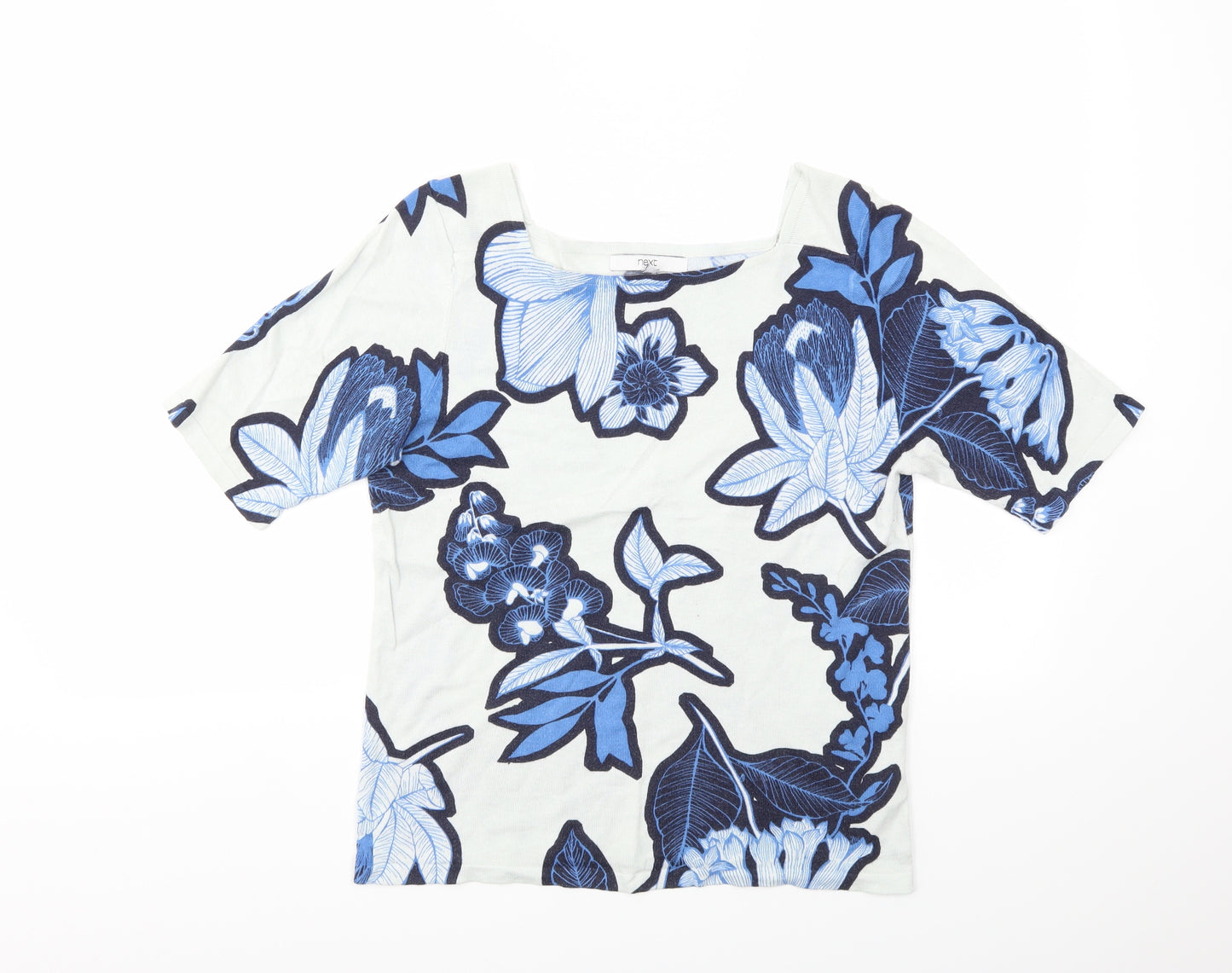 NEXT Womens Blue Floral  Basic T-Shirt Size 12