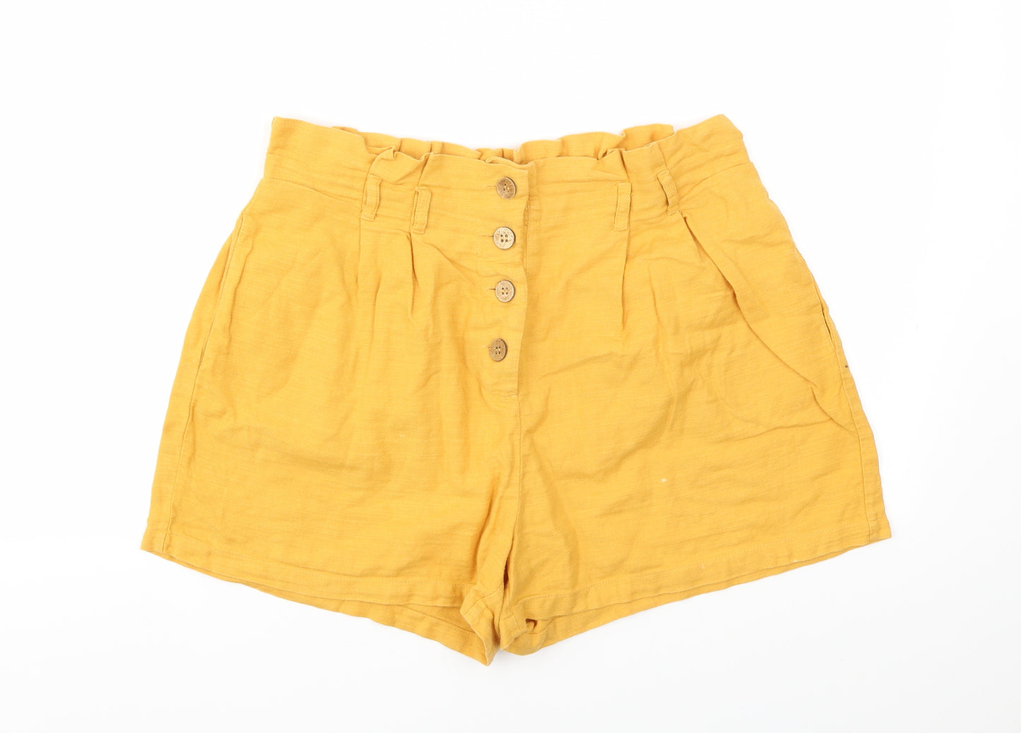 Primark Womens Yellow   Cut-Off Shorts Size 14 - Stretch waistband