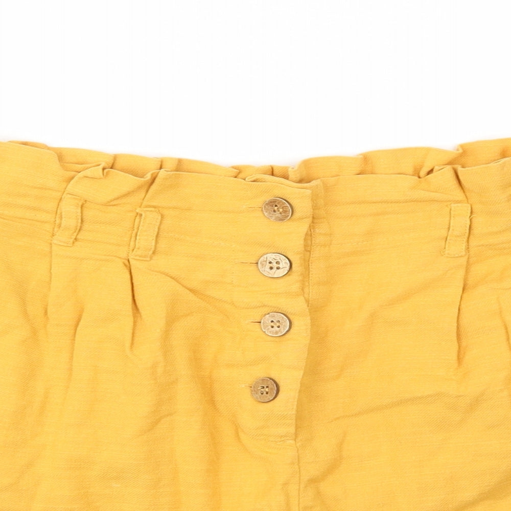Primark Womens Yellow   Cut-Off Shorts Size 14 - Stretch waistband