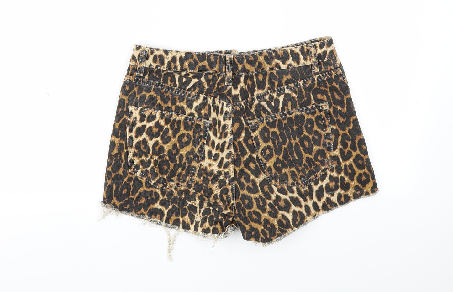 DENIM&CO Womens Brown Animal Print  Cut-Off Shorts Size 10