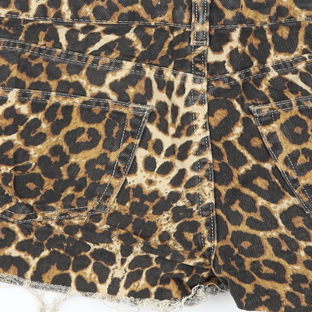 DENIM&CO Womens Brown Animal Print  Cut-Off Shorts Size 10