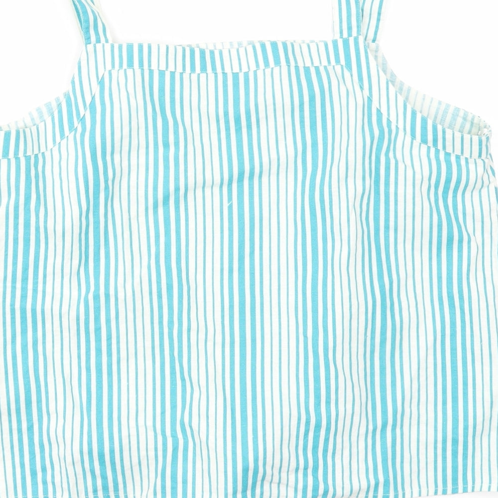 TU Womens Blue Striped  Basic T-Shirt Size 16