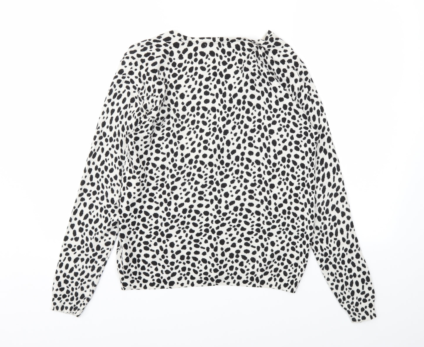 M&S Womens Black Animal Print  Cardigan Jumper Size 14