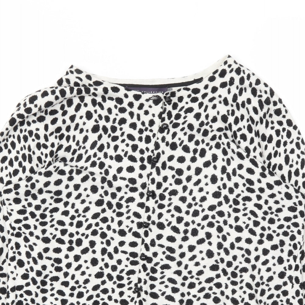 M&S Womens Black Animal Print  Cardigan Jumper Size 14