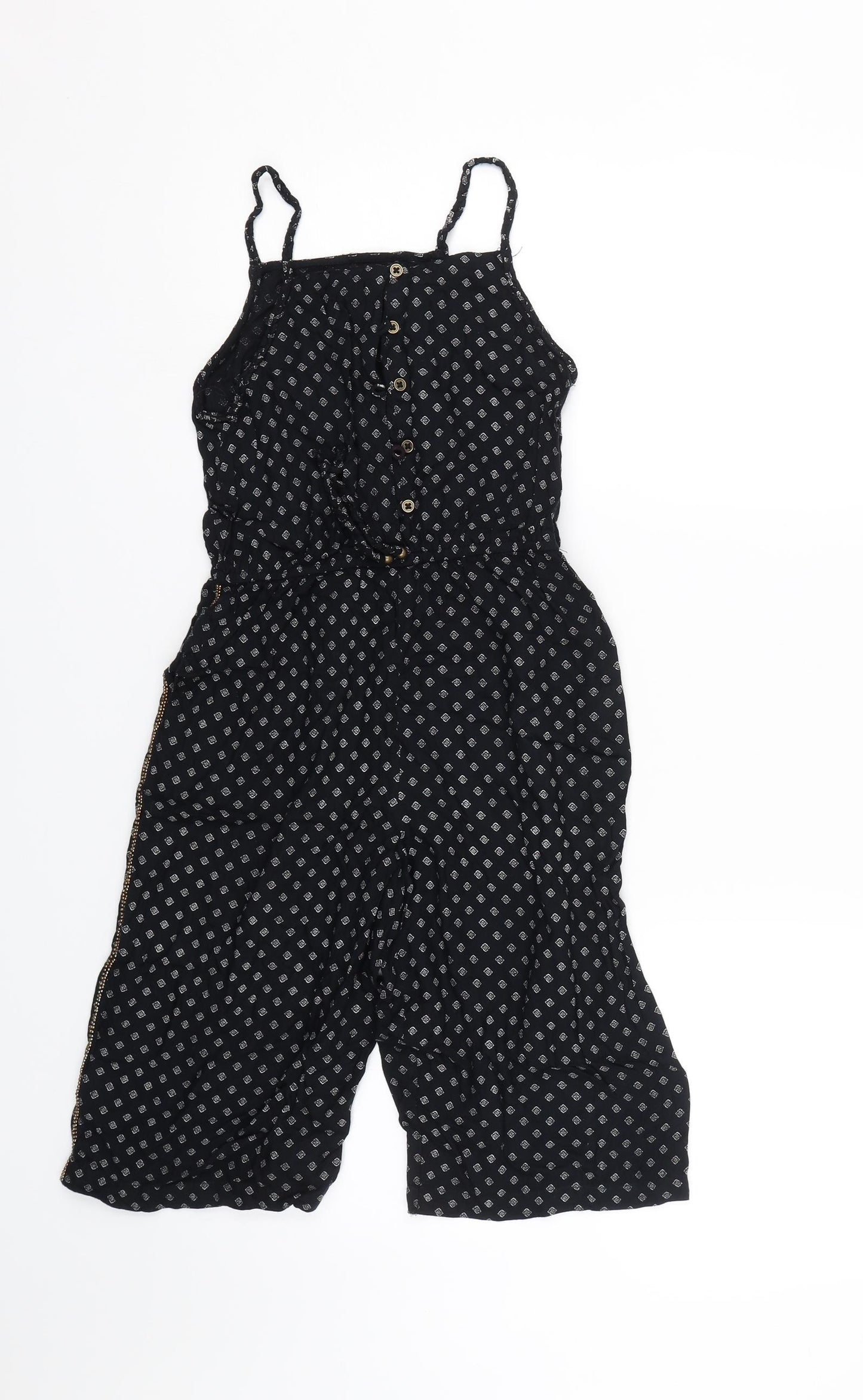 Matalan Girls Black Geometric  Jumpsuit One-Piece Size 9 Years  - Summer