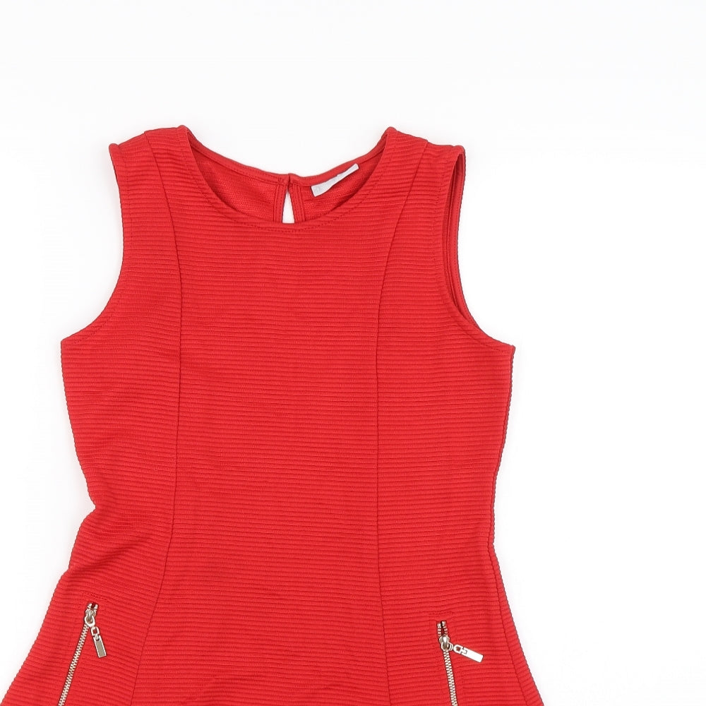 Matalan Girls Red Striped  Tank Dress  Size 12 Years