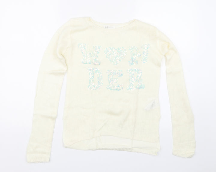 H&M Girls Beige  Knit Pullover Jumper Size 11-12 Years  - Wonder