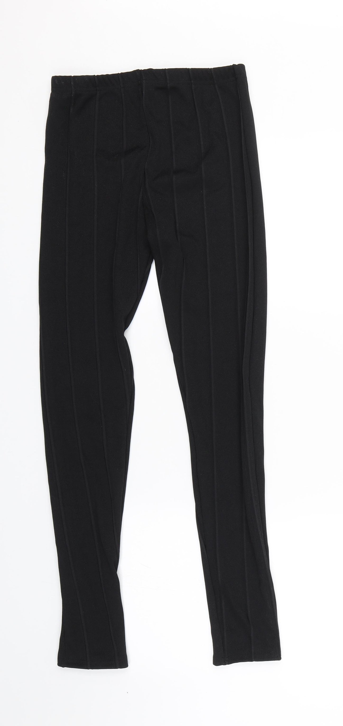 Preworn Womens Black Striped  Jogger Leggings Size M L27 in