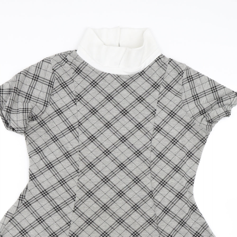 Cameo Rose Womens Grey Check  T-Shirt Dress  Size 16