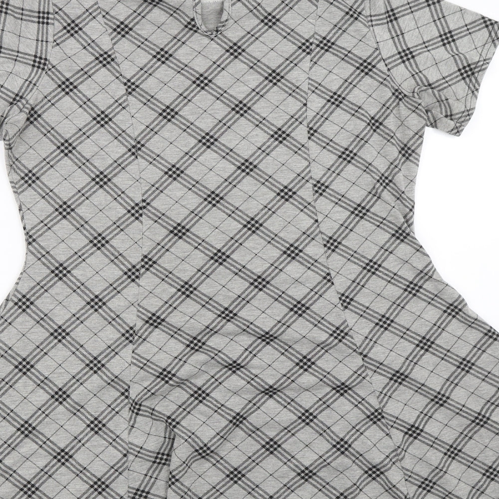 Cameo Rose Womens Grey Check  T-Shirt Dress  Size 16