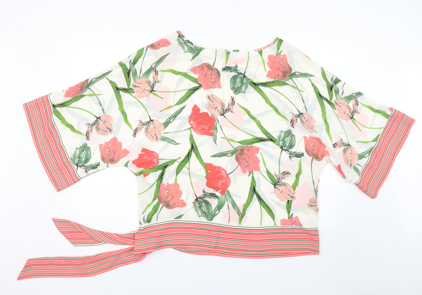 Dorothy Perkins Womens White Floral  Basic Blouse Size 16  - Transparent