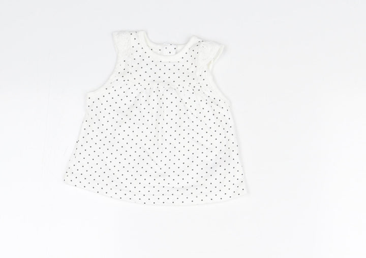 Nutmeg Baby White Polka Dot  Basic Tank Size Newborn
