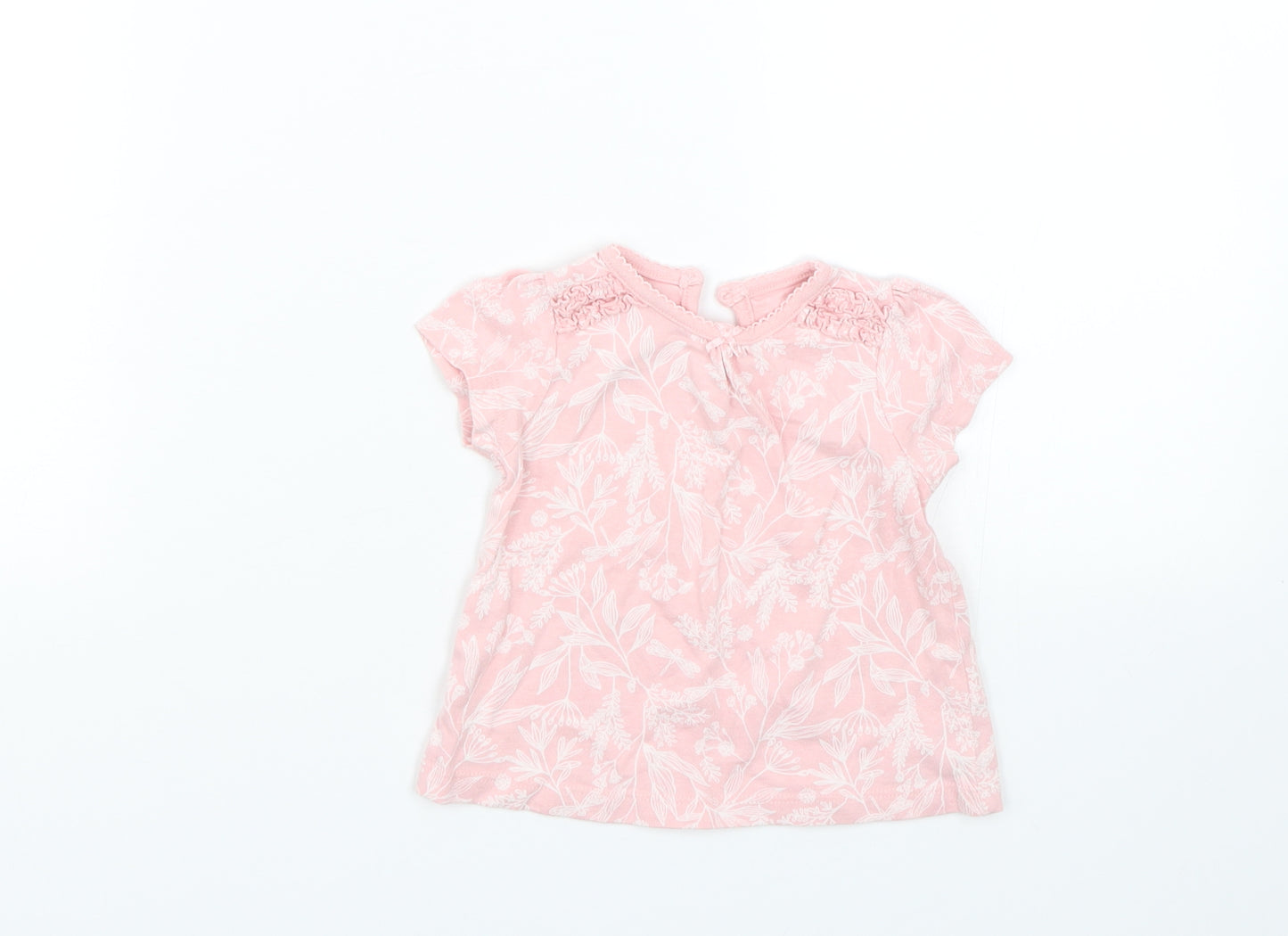George Girls Pink Floral  Basic T-Shirt Size 0-3 Months
