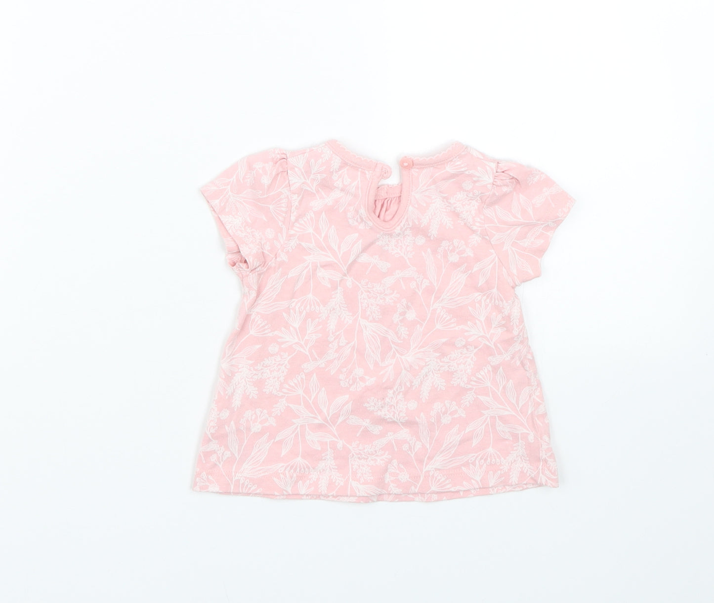 George Girls Pink Floral  Basic T-Shirt Size 0-3 Months