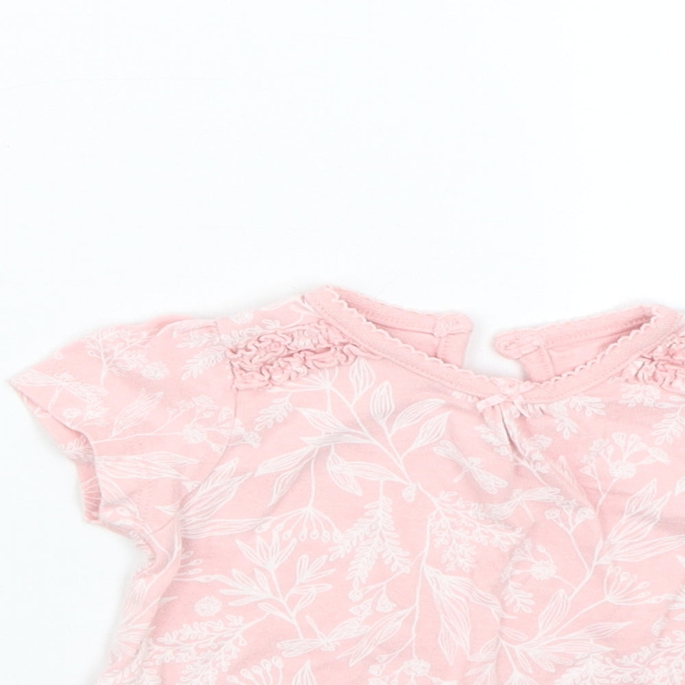 George Girls Pink Floral  Basic T-Shirt Size 0-3 Months