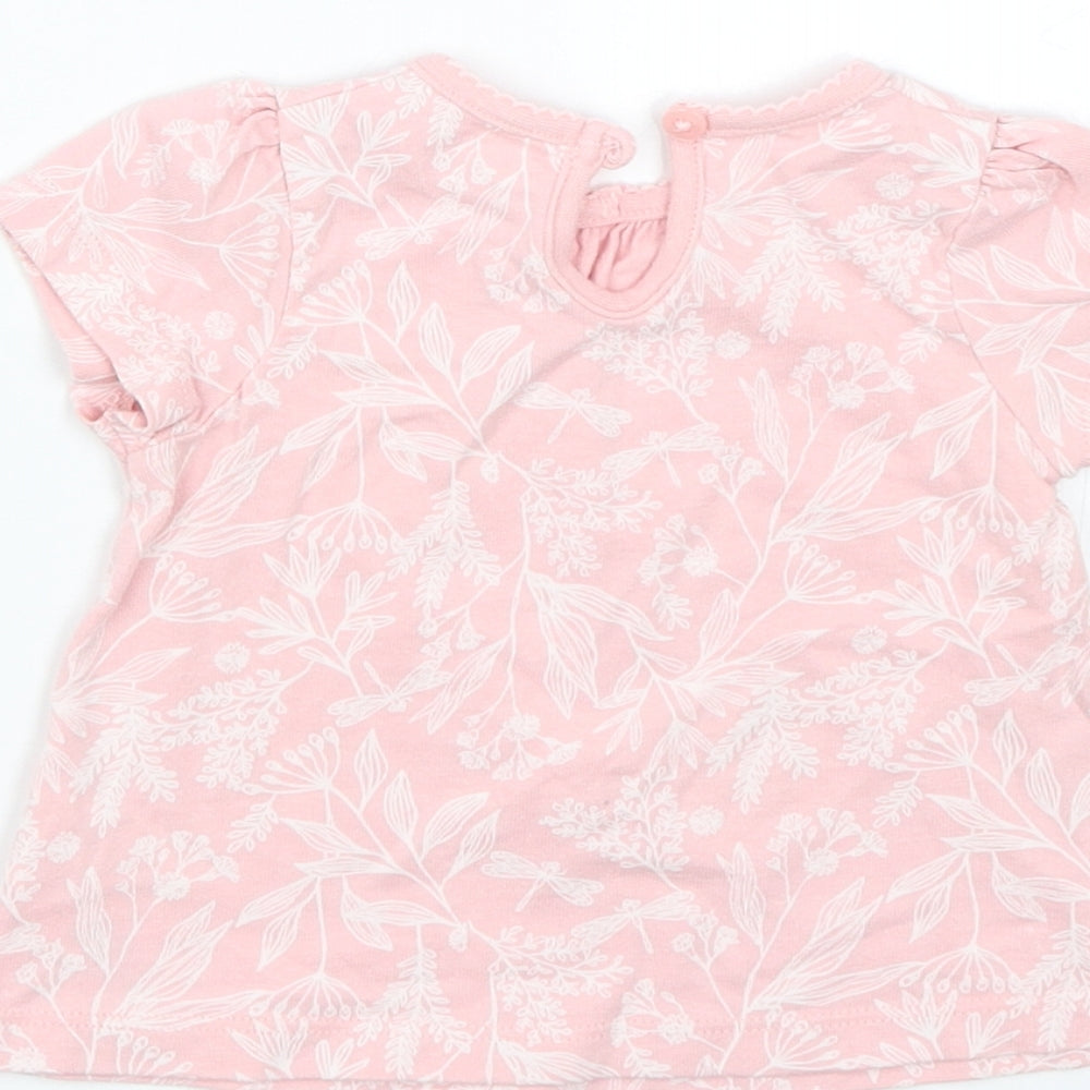 George Girls Pink Floral  Basic T-Shirt Size 0-3 Months