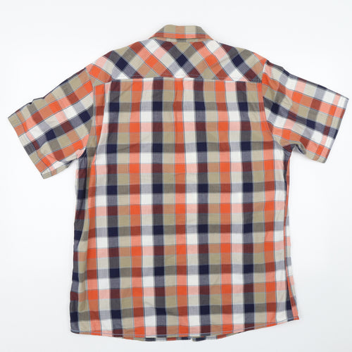 George Mens Orange Check   Dress Shirt Size L