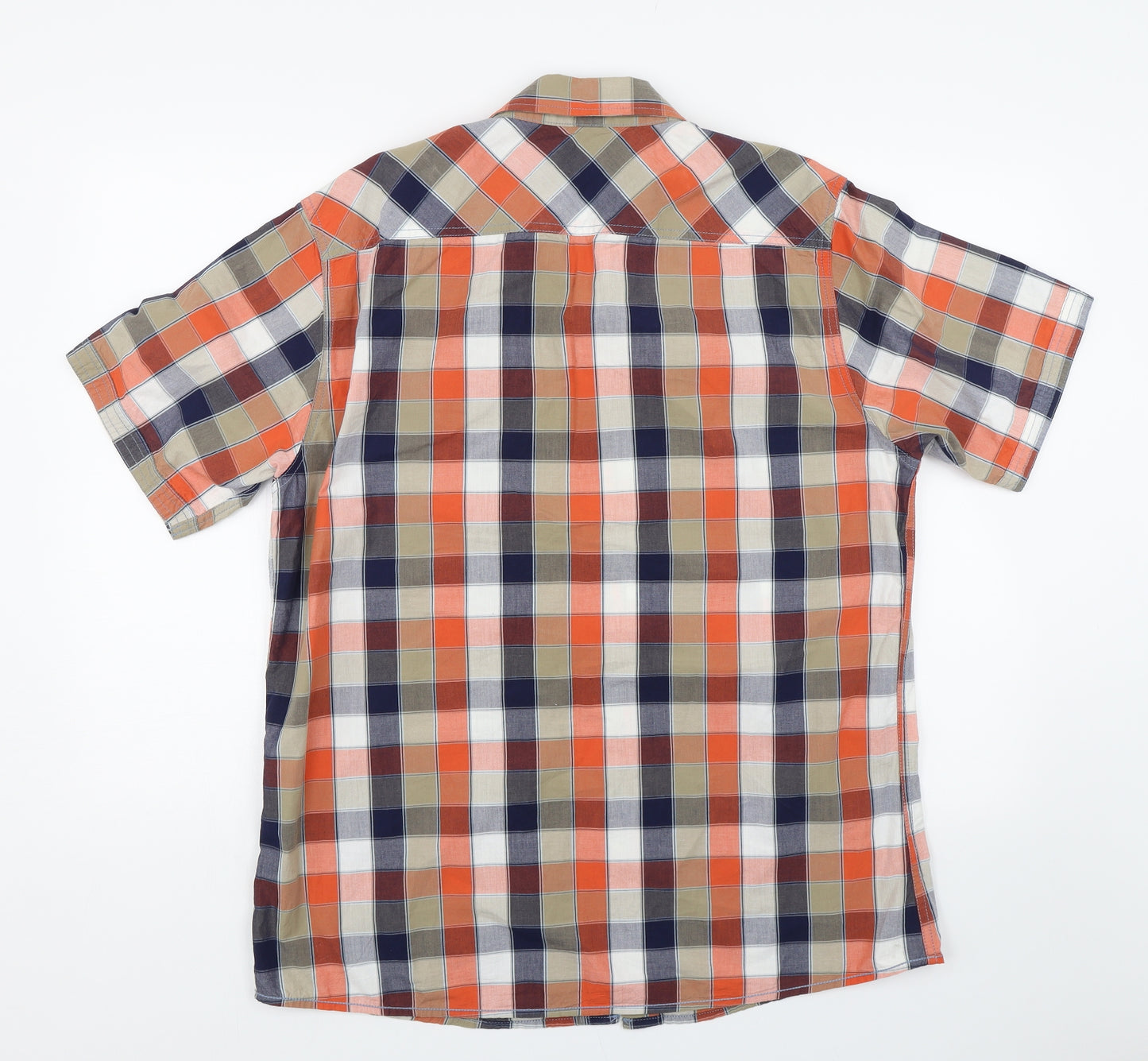 George Mens Orange Check   Dress Shirt Size L