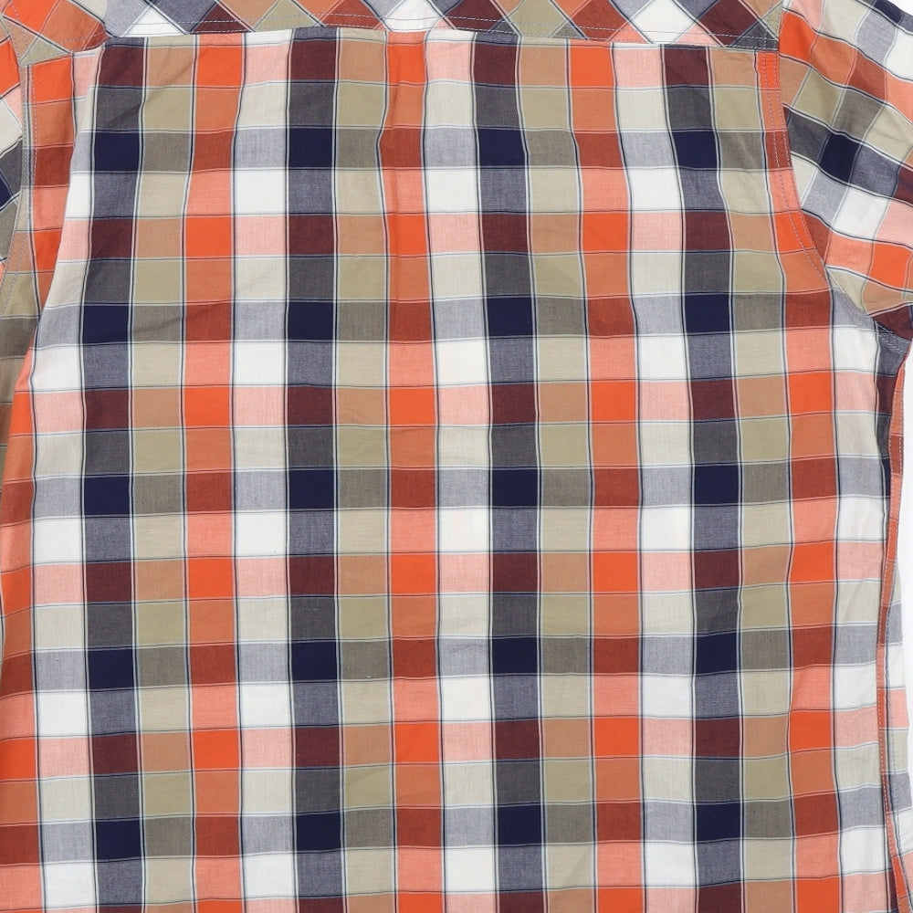 George Mens Orange Check   Dress Shirt Size L
