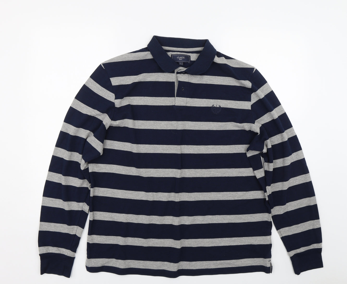 BHS Mens Blue Striped   Polo Size L