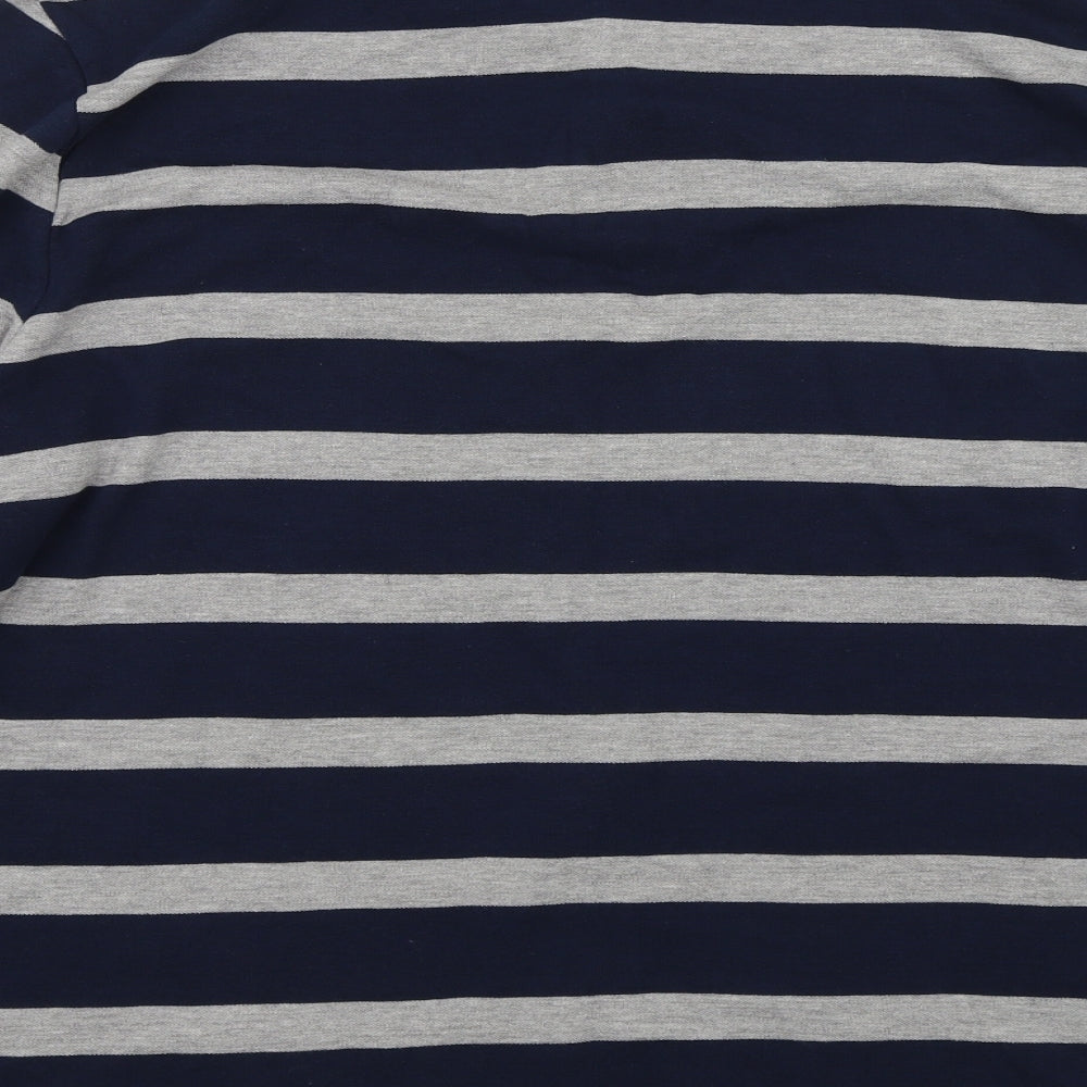 BHS Mens Blue Striped   Polo Size L