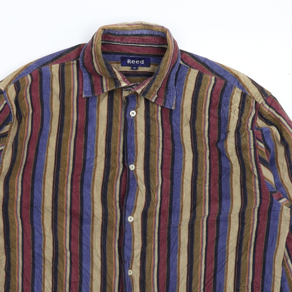 Reed Mens Multicoloured Striped Corduroy  Button-Up Size M