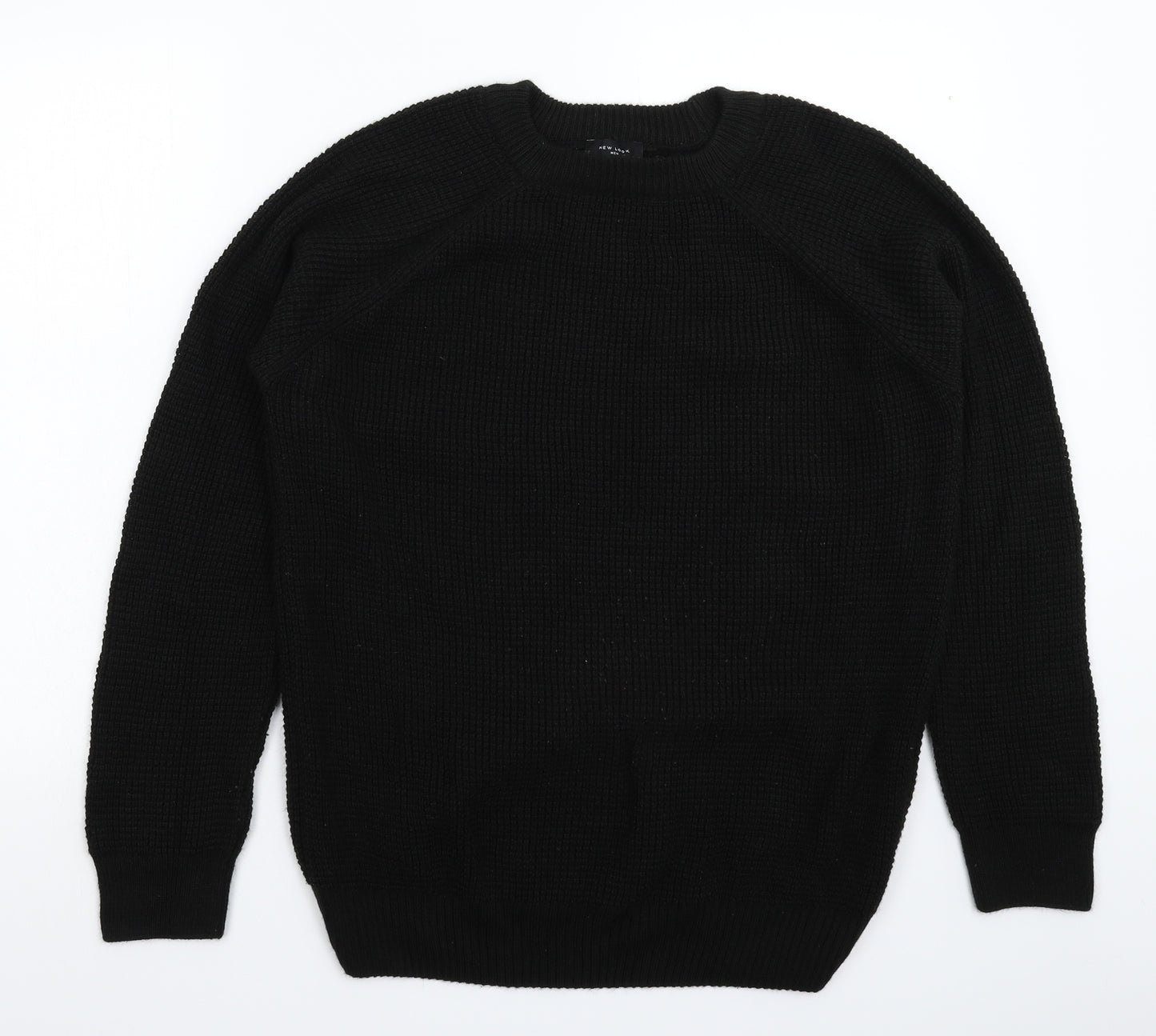 New Look Mens Black  Knit Pullover Jumper Size L