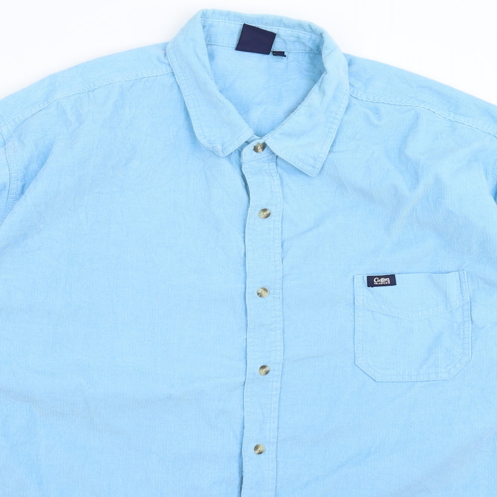 Cotton Traders Mens Blue  Corduroy  Button-Up Size 2XL