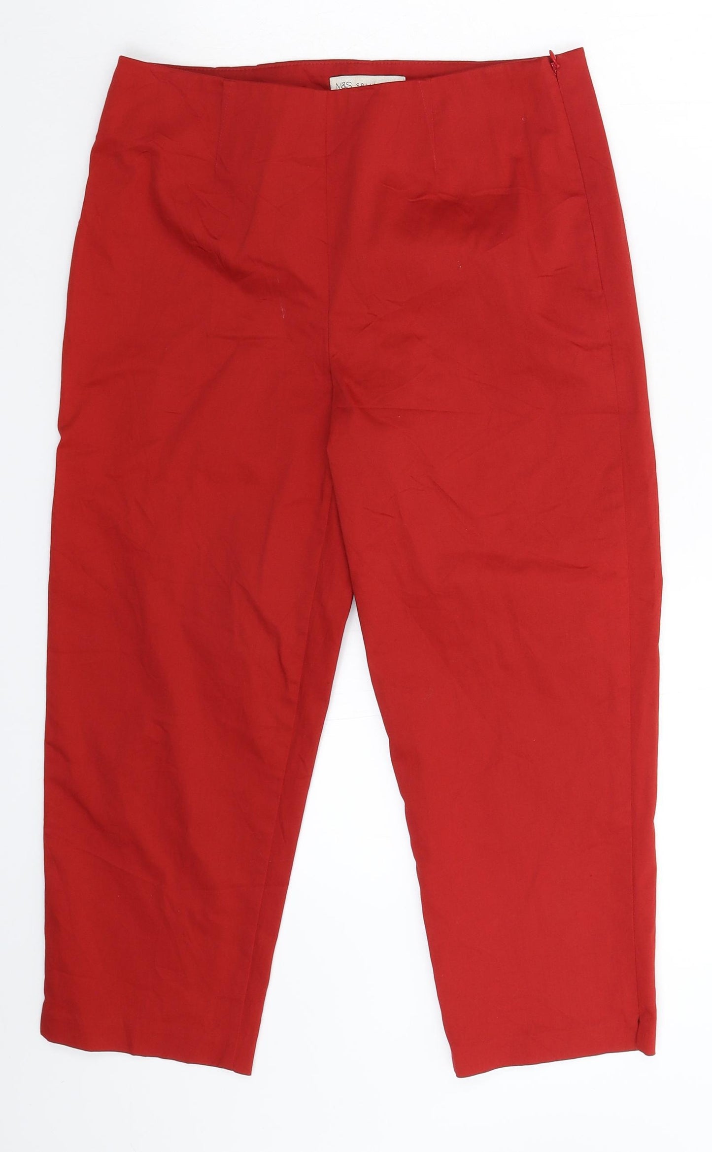 Marks and Spencer Womens Red   Cropped Trousers Size 10 L23 in