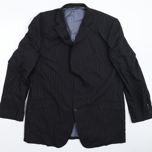 Marks and Spencer Mens Black Striped  Jacket Suit Jacket Size 46