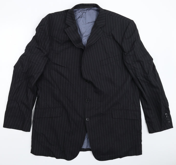 Marks and Spencer Mens Black Striped Jacket Suit Jacket Size 46