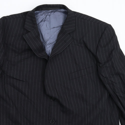 Marks and Spencer Mens Black Striped  Jacket Suit Jacket Size 46