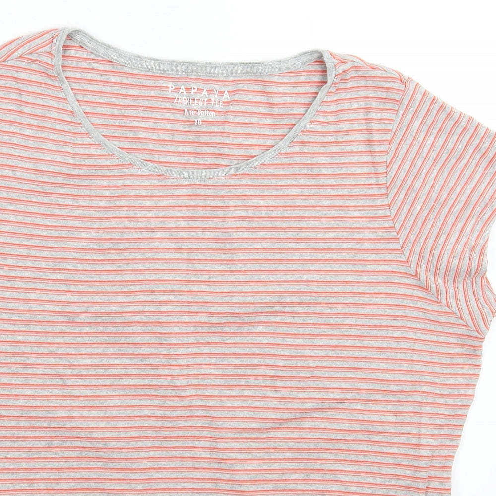 Papaya Womens Multicoloured Striped  Basic T-Shirt Size 20