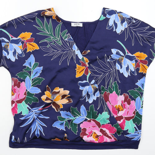 Soon Womens Blue Floral  Basic Blouse Size 18