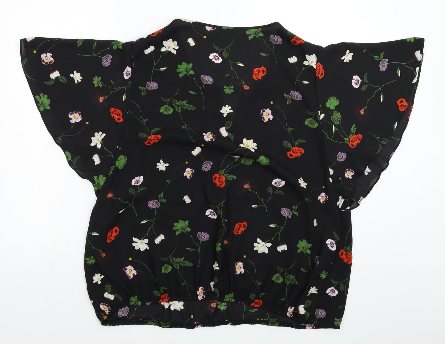 George Womens Black Floral  Basic Blouse Size 18