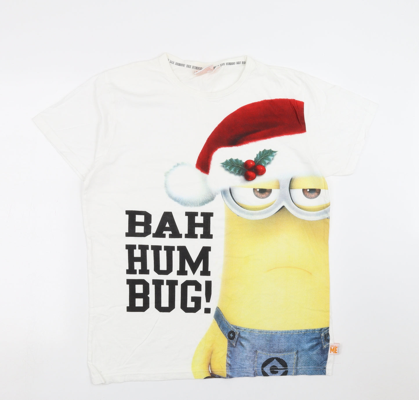 Cedar Wood State Mens White    T-Shirt Size M  - Minions christmas